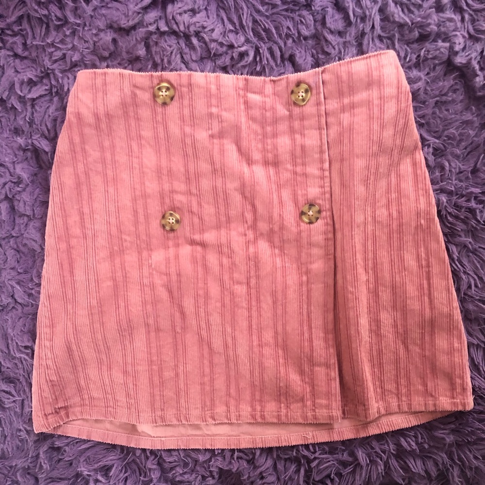 Pink Corduroy A Line Skirt